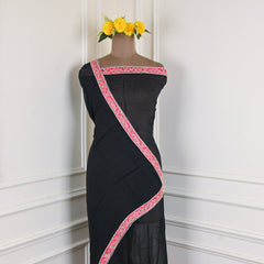 Organza Black Unstitched Suit