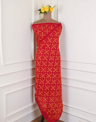 Cotton Maroon Phulkari Suit