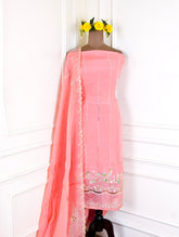 Organza Peach Unstitched Suit