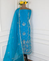 Glass Sky Blue Unstitched Suit