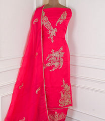 Organza Pink Unstitched Suit