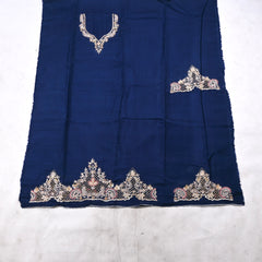 Khadi Navy Blue Unstitched Suit