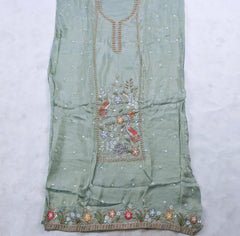 Shimmer Pista Green Unstitched Suit