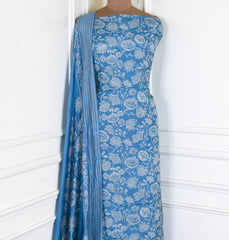 Muslin Blue Unstitched Suit