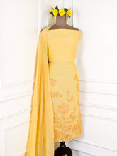 Mul Cotton Yellow Unstitched Suit