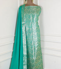 Banarasi Green Unstitched Suit