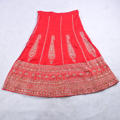 Khadi Red Unstitched Lehenga Suit
