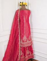Shimmer Red Unstitched Lehenga Suit