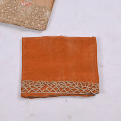 Glass Shimmer Beige Orange Unstitched Suit