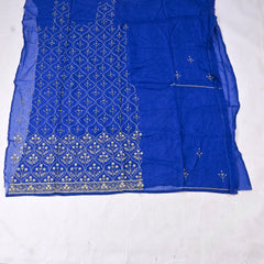 Organza Blue Unstitched Suit
