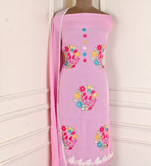 Organza Baby Pink Unstitched Suit