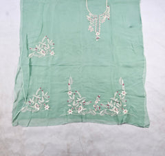 Organza Pista Green Unstitched Suit