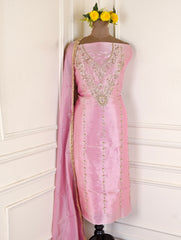 Giraffe Shimmer Pink Unstitched Suit