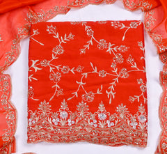 Crepe Orange Unstitched Suit