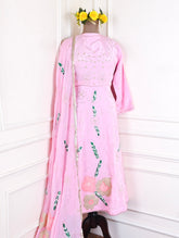 Crepe Baby Pink Peplum Lehenga Suit