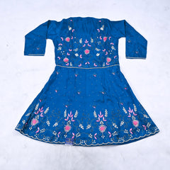 Crepe Blue Peplum Lehenga Suit
