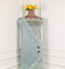 Shimmer Sea Green Unstitched Suit