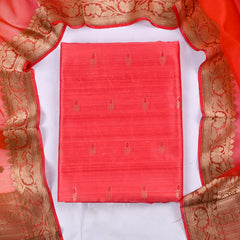 Khadi Silk Red Unstitched Suit