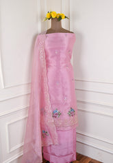 Glass Shimmer Pink Unstitched Suit