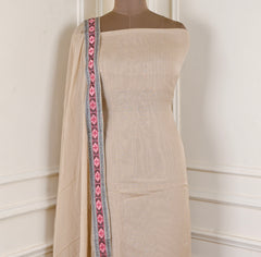 Mul Cotton Beige Unstitched Suit
