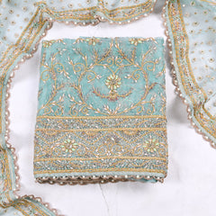 Glass Shimmer Ice Blue Unstitched Suit