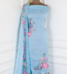 Organza Ferozi Unstitched Suit