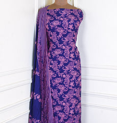 Muslin Purple Unstitched Suit