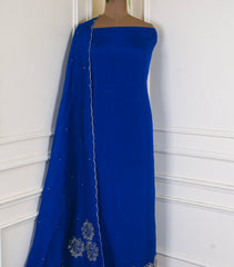 Organza Blue Unstitched Suit