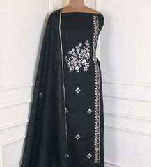 Organza Black Unstitched Suit