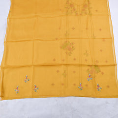 Organza Yellow Unstitched Suit