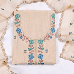 Mul Cotton Beige Unstitched Suit