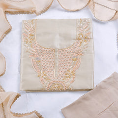 Organza Off-White Unstitched Suit