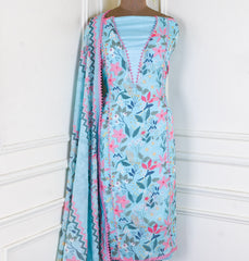 Muslin ferozi Unstitched Suit
