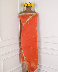 Khadi Orange Unstitched Suit
