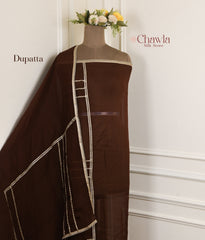 Organza Brown Unstitched Suit