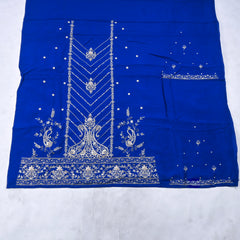 Khadi Blue Unstitched Lehenga Suit