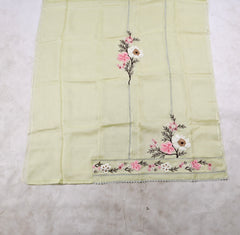 Organza Green Pista floral Unstitched Suit