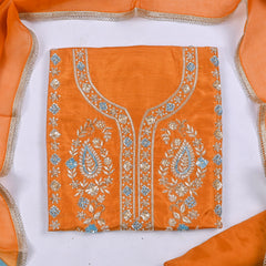 Khadi Yellow Mustard Unstitched Suit