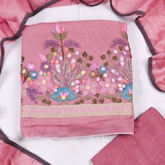 Mul Cotton Rose Gold Unstitched Suit