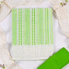 Chanderi Silk Parrot Green Unstitched Suit