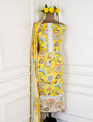Cotton Yellow Unstitched Suit