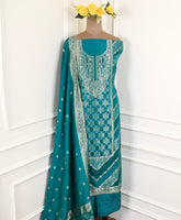 Banarasi Ferozi Unstitched Suit