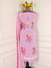 Organza Baby Pink Unstitched Suit