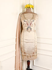 Shimmer Beige Unstitched Suit
