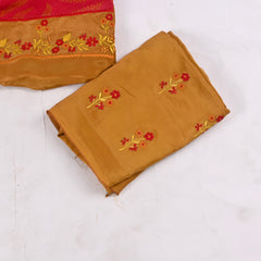 Georgette Red Unstitched Suit