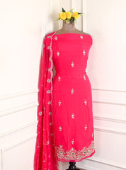 Organza Magenta Unstitched Suit