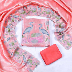 Giraffe Shimmer Peach Unstitched Suit