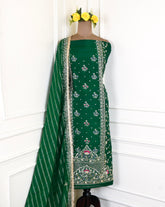 Khadi Green Unstitched Suit