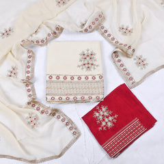 Organza Beige Unstitched Suit