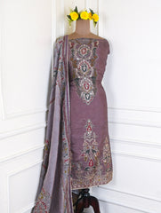 Organza Mauve Unstitched Suit